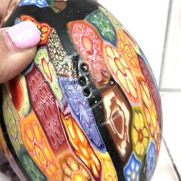Large 5” Multi-Colored Millefiori Egg Shaped Candle - Picture 8 of 8